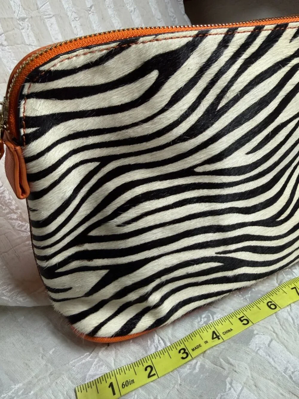 Toss Designs Madagascar Zebra Print Orange Cosmetic Makeup Bag Pouch